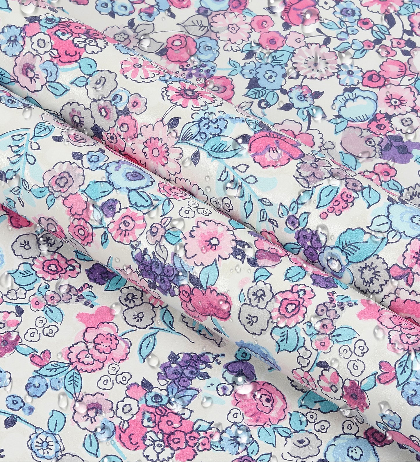 Raval Sky Blue, Pink & White Floral Design Wallpaper 341532