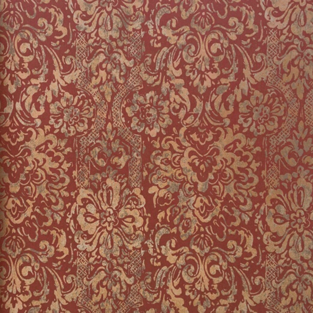 American Archive Cherry Red Trellis Moire Wallpaper 331771
