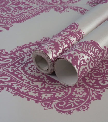 Gracia Pink Damask Design Floral Wallpaper 301261