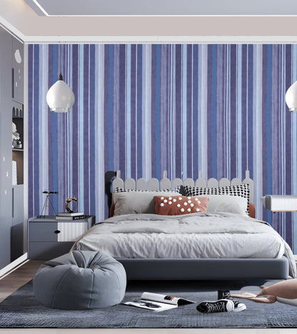 Raval White, Sky Blue & Brown Striped Design Wallpaper 341513