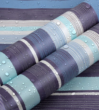 Raval White, Sky Blue & Brown Striped Design Wallpaper 341513