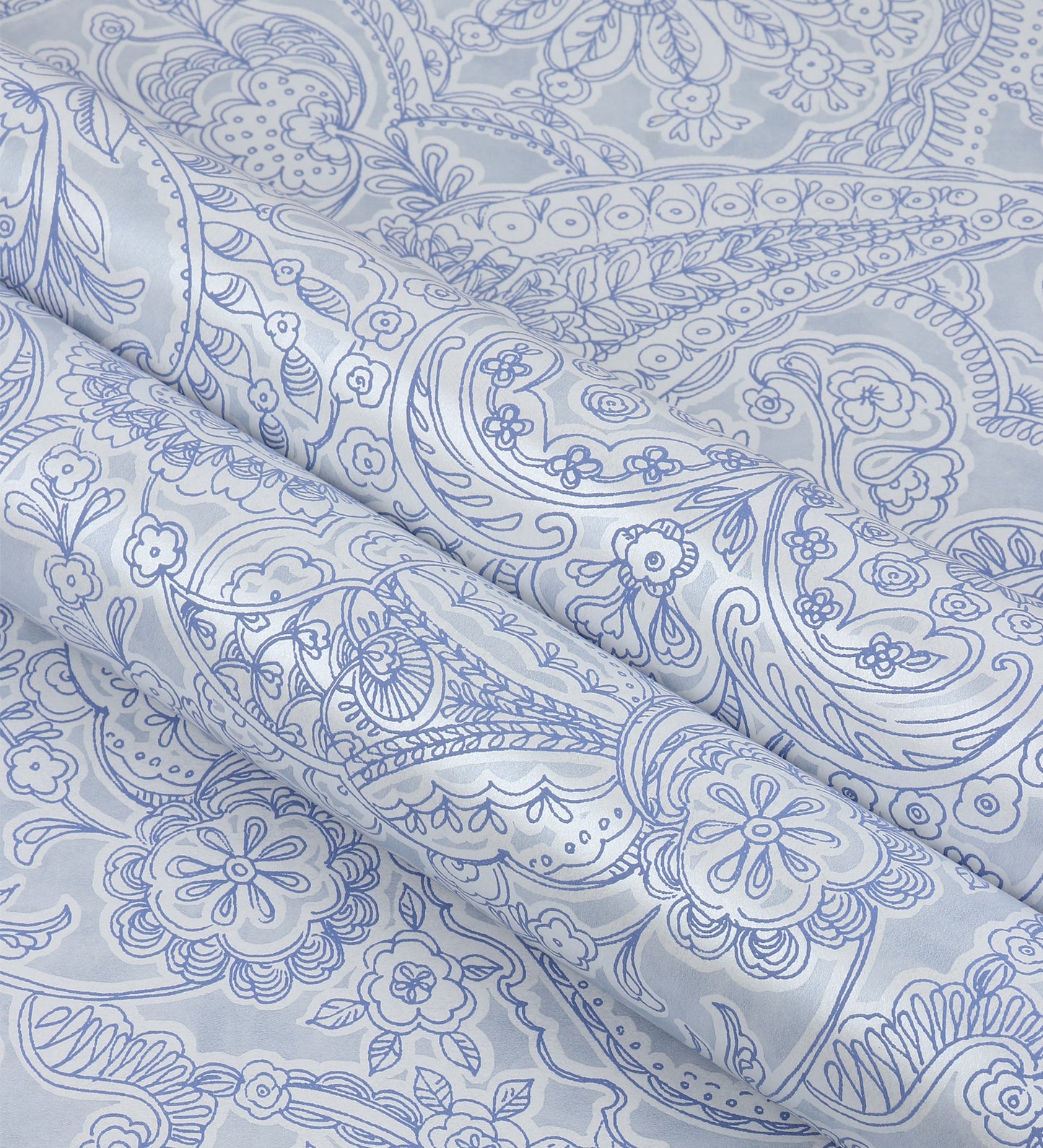 Raval Faded Blue Sketched  Floral Design Wallpaper 341525