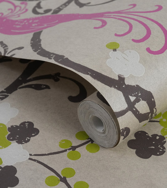 Flamenco Beige Floral Design Wallpaper 320722