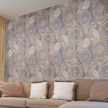 Raval Orange Light Brown Floral  Motif Design Wallpaper 341509