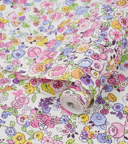 Raval Cherry Red, Yellow & Violet Floral Design Wallpaper 341531