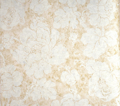 American Classic Beige Marbled Bold Floral Wallpaper 330855